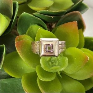 Vintage Amethyst Sterling silver ring Size 6.75